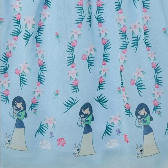 BNWT-Disney Mulan (& Little Brother) Light Blue Embroidered Mini Dress - Picture 4 of 12